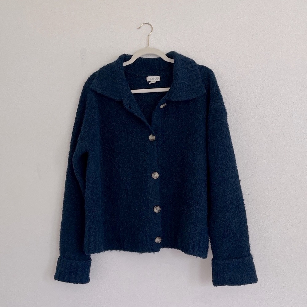 Rachel Zoe Button Up Cardigan Textured Sweater Coastal Grandma